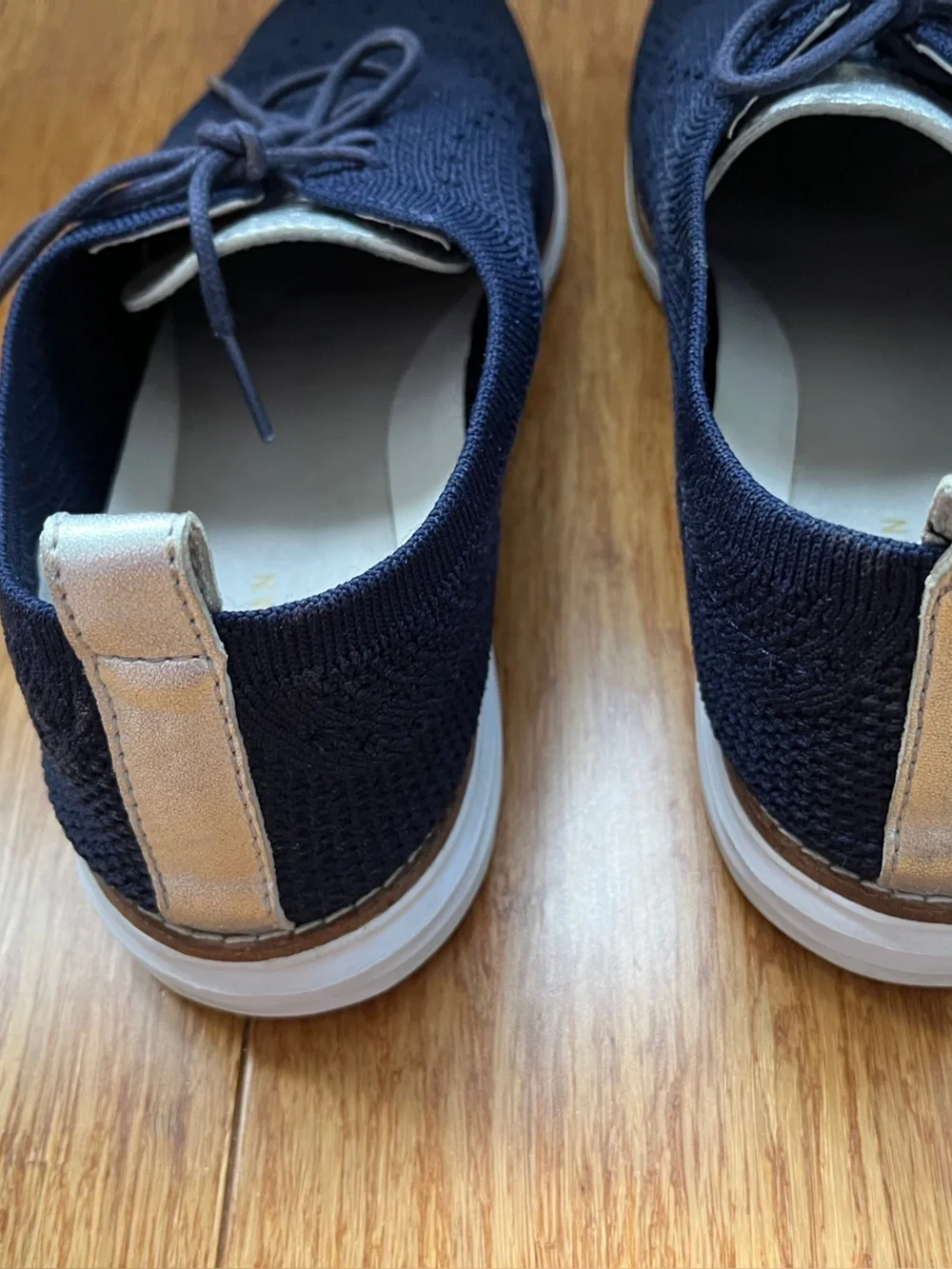 COLE HAAN WOMEN'S ZEROGRAND STITCHLITE OXFORD NAVY BLUE KNIT/WHITE W 10 B W11511